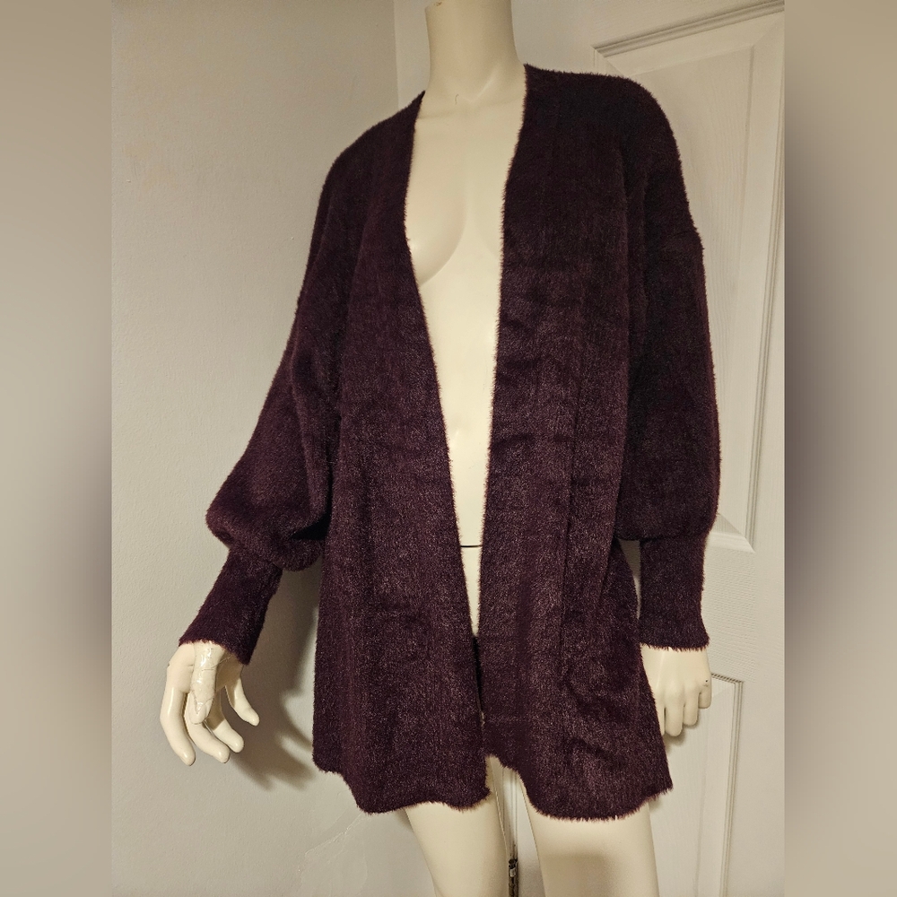 Express Deep Purple Open-Front Cardigan